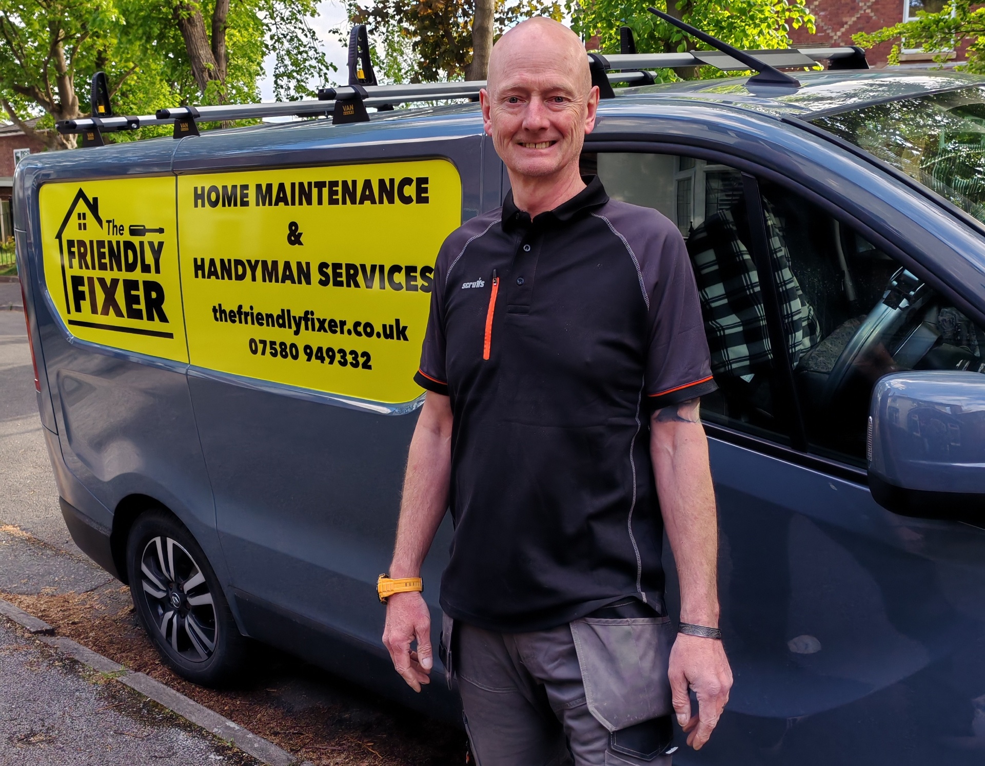 Mark Herrington with The Friendly Fixer van